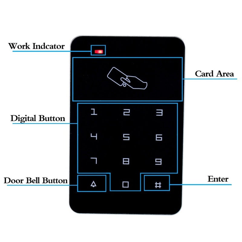 LIBO Smart Home LIBO Full Set Kit of RFID Access Control Keypad 125KHz with DC12V Electric Lock Electronic Bolt Lock, 3A Power Supply, Exit Button, 10pcs ID Key Cards - Image 2